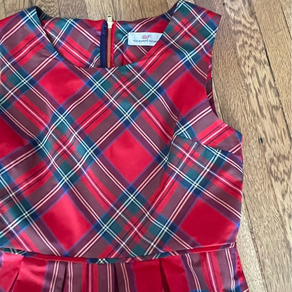 vineyard vines red plaid dress Vineyard Vines Ellen Plaid Puff Sleeve Midi Dress - Yuletide Tartan Red
